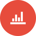 Statistics red circle icon